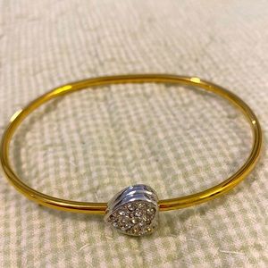 Monet Sparkly Heart Gold Tone Bangle Silver heart